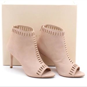 Loeffler Randall Blush Suede Peep Toe Bootie with Heel